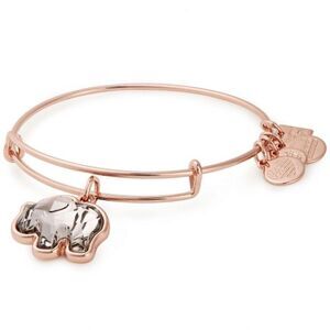 Alex and Ani Crystal Elephant Charm Bangle Bracelet - Shiny Rose Gold Finish